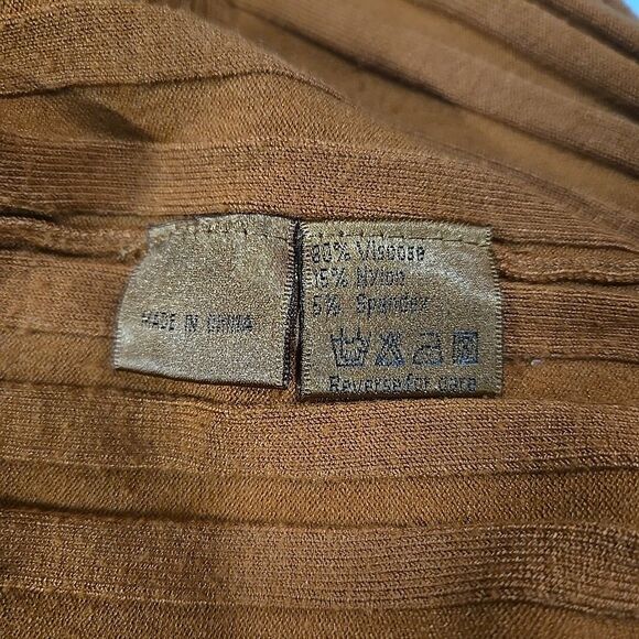 Y2K Burnt Orange Ribbed Jacket SzXL Belldini Retro Slinky Stretch FullZip Preppy - Picture 16 of 16